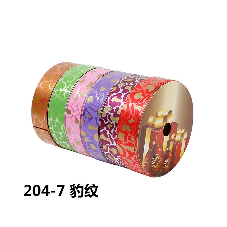 2.5CM*25M 6个/OPP 豹纹塑料彩带工厂直销