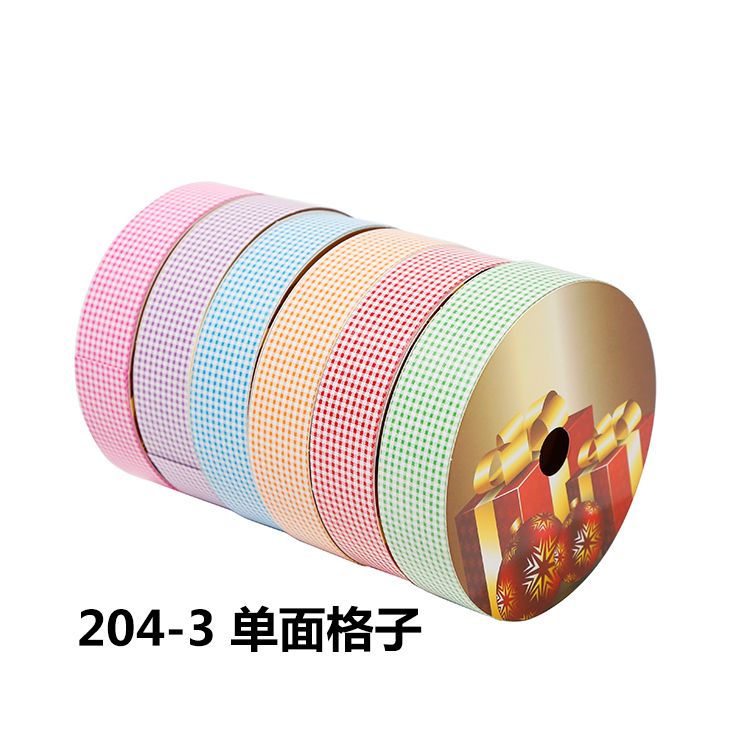 2.5CM*25M 6个/OPP 单面格子塑料彩带厂家直销详情图1