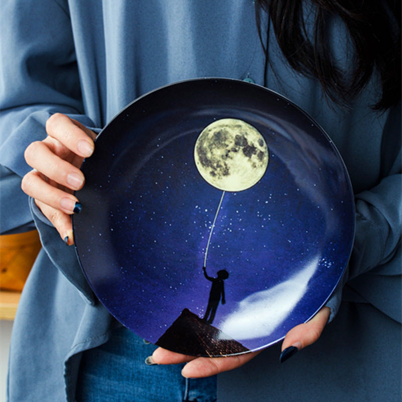 8寸北欧风格星空糕点盘牛排盘西餐盘摆盘装饰盘详情1