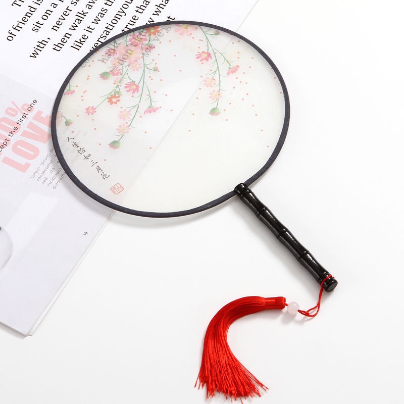 工厂直销 半透明团扇宫扇圆形扇子舞蹈扇中国风古典风女式仿真丝扇详情图8