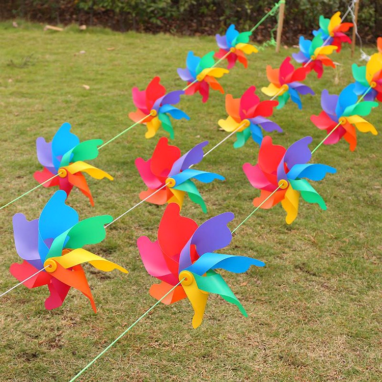 园林装饰24cm 七彩风车串绳 幼儿园长廊装饰风车串