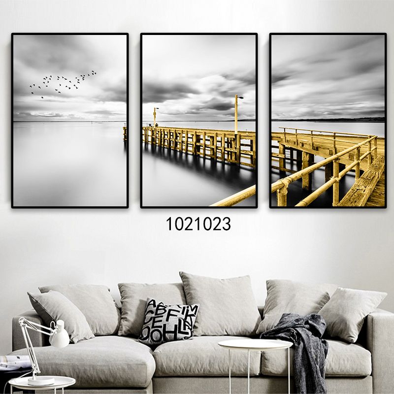 Factory direct sales of Sanlian Golden Bridge wall paintings, Nordic simple and fresh mural pictures, custom decorative paintings, spray-painted oil paintings