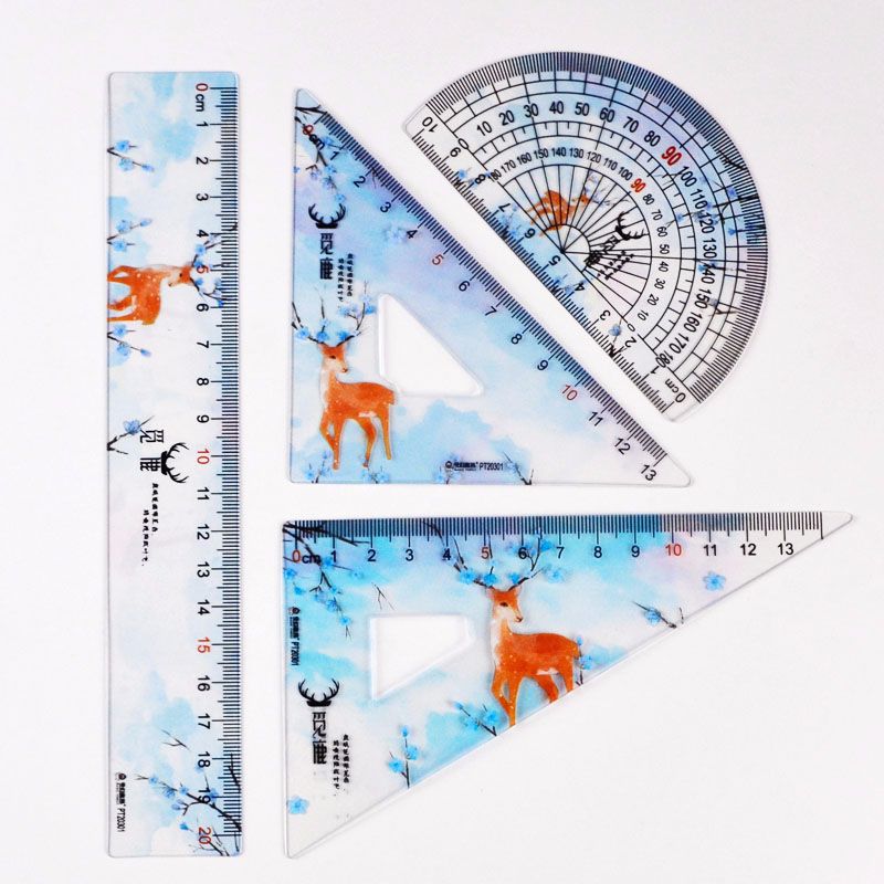 Factory direct sale bestseller 20CM transparent color sleeve ruler PVC ruler set details Picture
