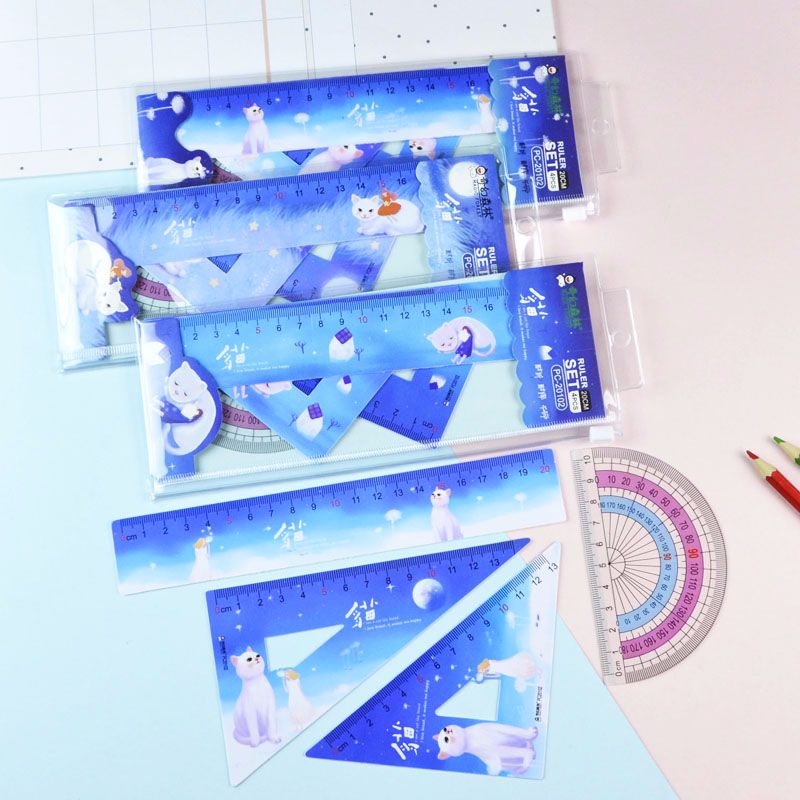 Fantasy Forest Cute student ruler set wholesale, scale drawing ruler, set of triangular ruler, customized student ruler Item Picture
