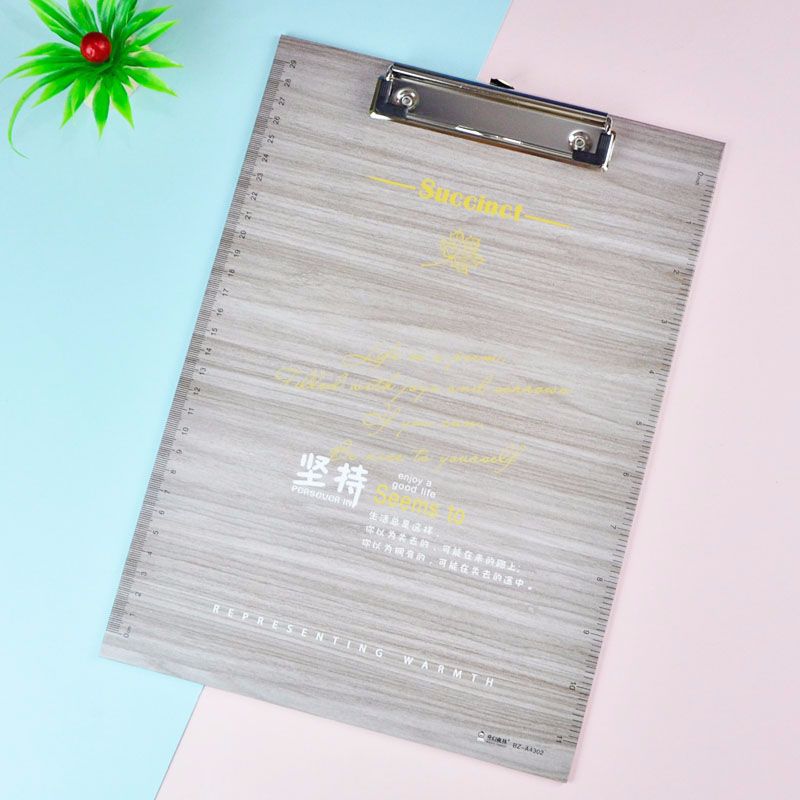 Wholesale of fashionable wood-grain cardboard clips, business board clips and student A4 writing boards in stock Specification image