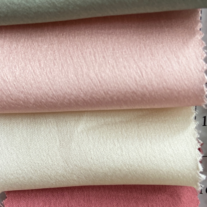 米白色新款高档无弹色丁巴黎缎布料雪花缎汉服旗袍服装丝绸仿桑蚕真丝面料