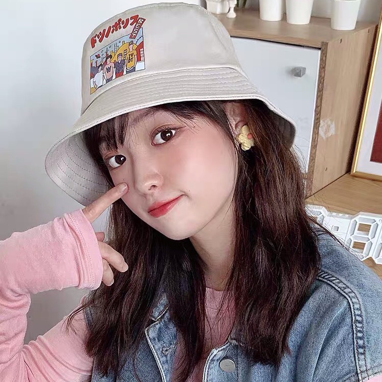 Tangka Hat Industry Original Design Japanese Cute Anime Cute Cotton Cotton Cartoon Pot Hat Street Hipster Shade Fisherman Show Face Small Hat