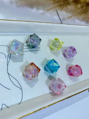 Acrylic half-hole bead in bead cut square colorful DIY rope clothing accessories thumbnail