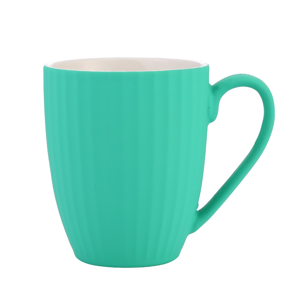 Daily-use ceramic cups, embossed drum-shaped cups, low-temperature colored glaze coffee cups Item Picture