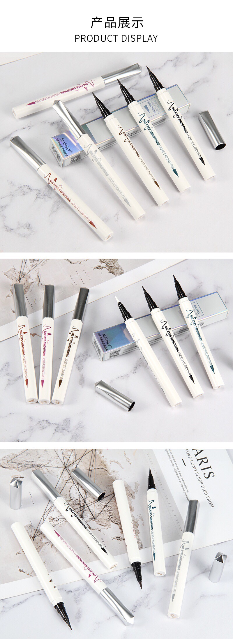 Mansili Play Color Brightening Eye Colored Eyeliner ❣️ M-463 one stroke to captivate eyes (๑¯ω¯๑) waterproof, anti-glare, long-lasting makeup effect, quick drying and shaping, soft brushstrokes 😘 smooth and fine lines, smooth color display Application Scenario