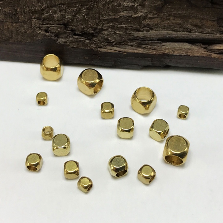diy手工饰品配件材料 方形铜珠批发 黄铜散珠 倒角方珠