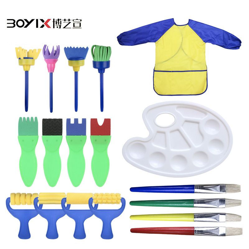 Cross-border Amazon painting sponge set 18-piece children's doodling and drawing set art tools direct sales wholesale detail image 2