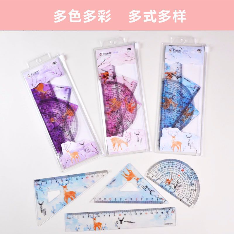 Factory direct sale bestseller 20CM transparent color sleeve ruler PVC ruler set detail image 4