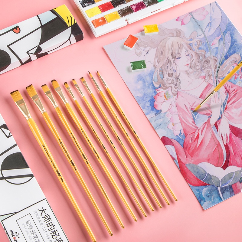 Gold rod nylon paintbrush set thumbnail