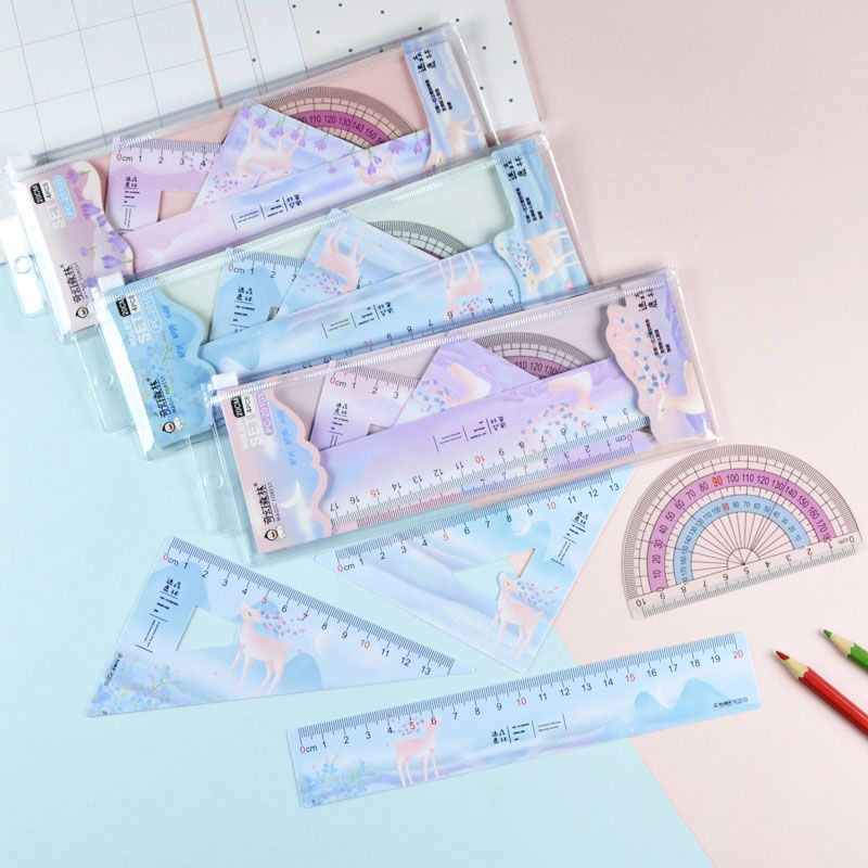 Wholesale Milu set rulers, creative and colorful rulers for primary and secondary school students Item Picture