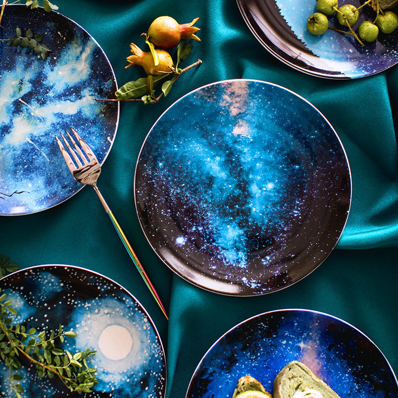 10-inch Nordic-style European starry sky Western plate, steak count, heart plate, decorative plate, artistic plate detail image 10