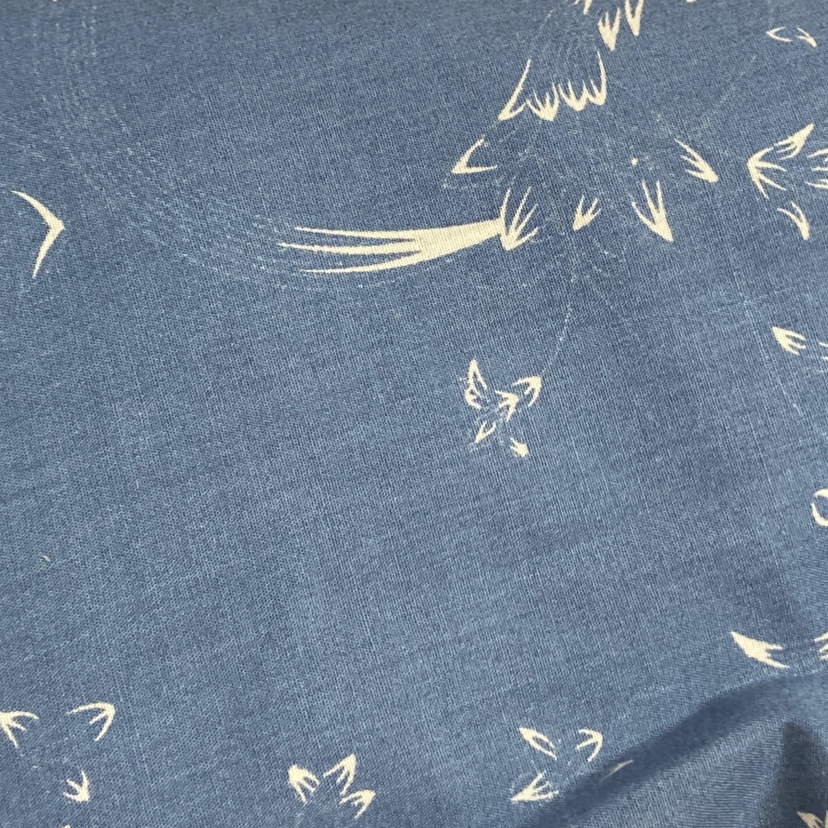 蓝色全棉印花布料服装被子布料装饰品工艺品头饰