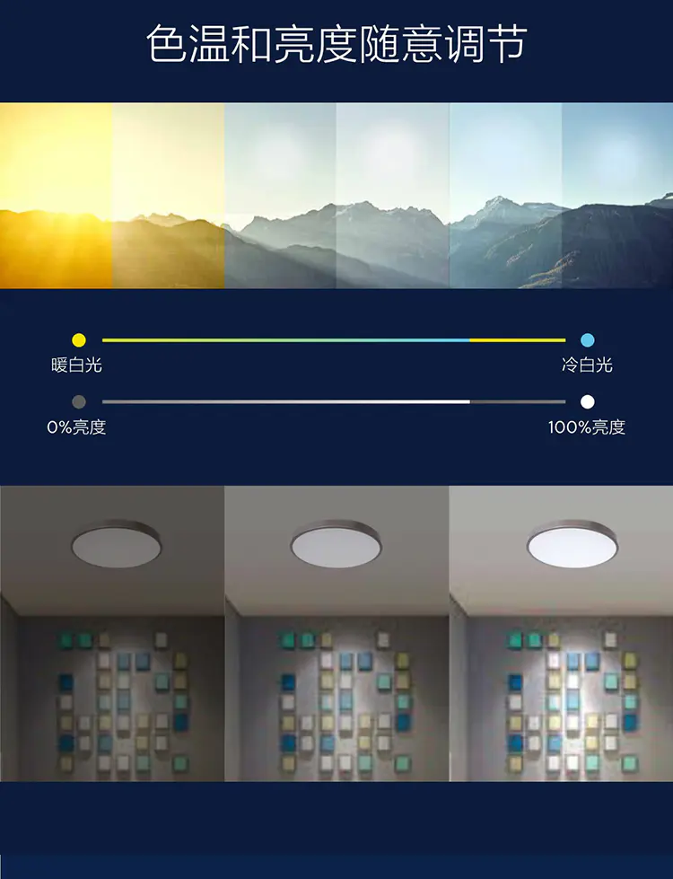 Philips Yuehui LED ceiling light, large rectangular 80w, customizable lighting effects for 4 preset scenarios in living and dining rooms Item Picture