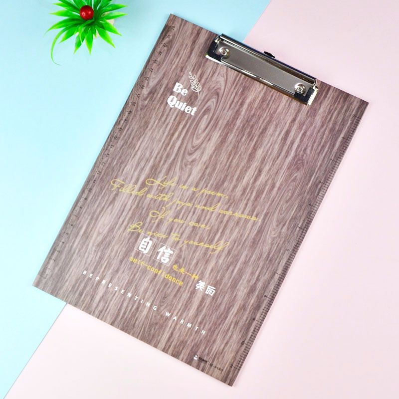 Wholesale of fashionable wood-grain cardboard clips, business board clips and student A4 writing boards in stock Application Scenario