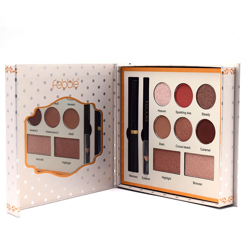【FEBBLE】CS381 Gift Box: Pearlescent Matte Eyeshadow, Highlighter Powder, Mascara, Eyeliner, and Makeup Palette Specification image