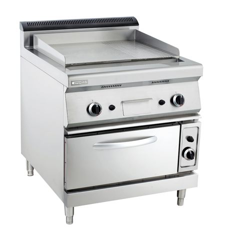 Gas 2/3 flat 1/3 hole griddle grill oven with shredded cake machine to roast cold side steak teppite