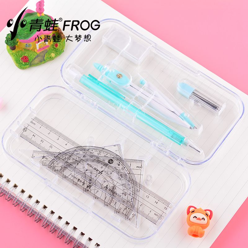 Small frog compasses 8-piece set of students with fresh candy color lovely set of ruler drawing tools to draw junior high school 7724 thumbnail