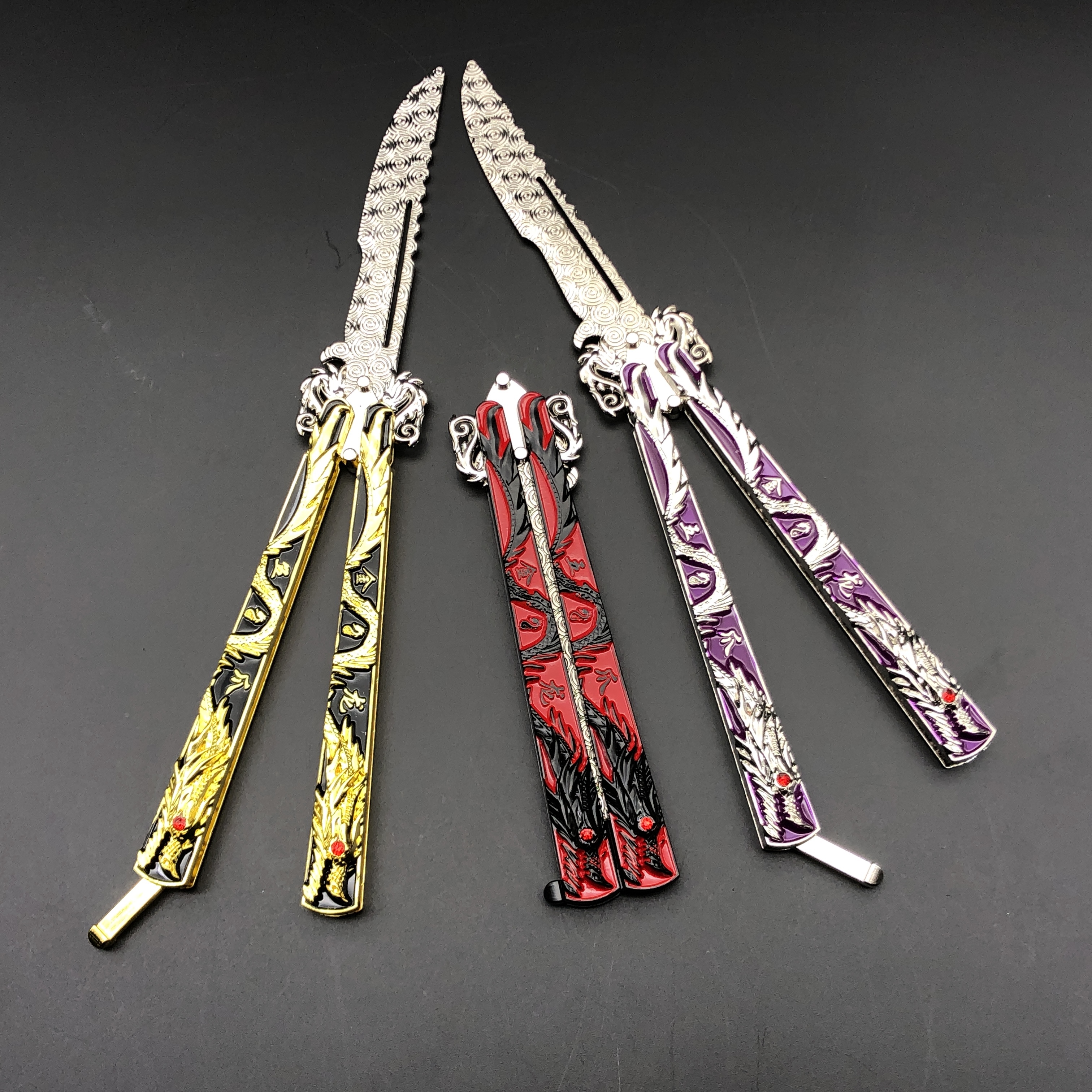 吃鸡周边五爪金龙合金兵器模型学生训练工具未开刃蝴蝶刀儿童玩具产品图