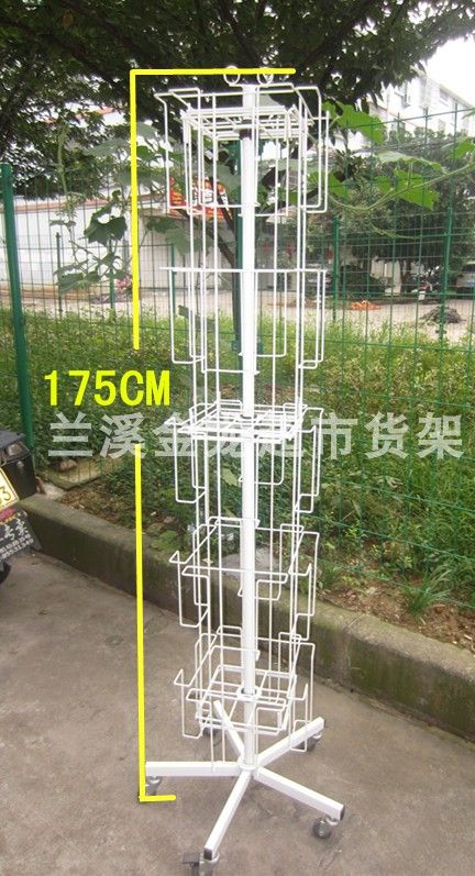 可移动四面落地杂志架宣传册绘本展示架书刊架资料收纳金属铁丝架详情图1