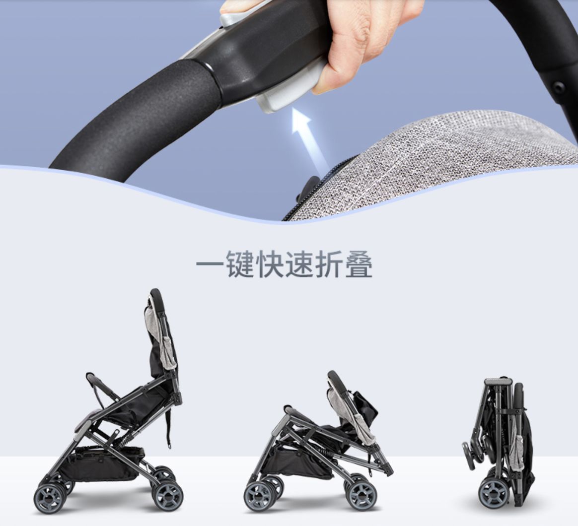 The baby stroller is portable, compact, light and easy to fold. It can be used for sitting or lying down. It is a small, easy and foldable stroller for children and toddlers detail image 2
