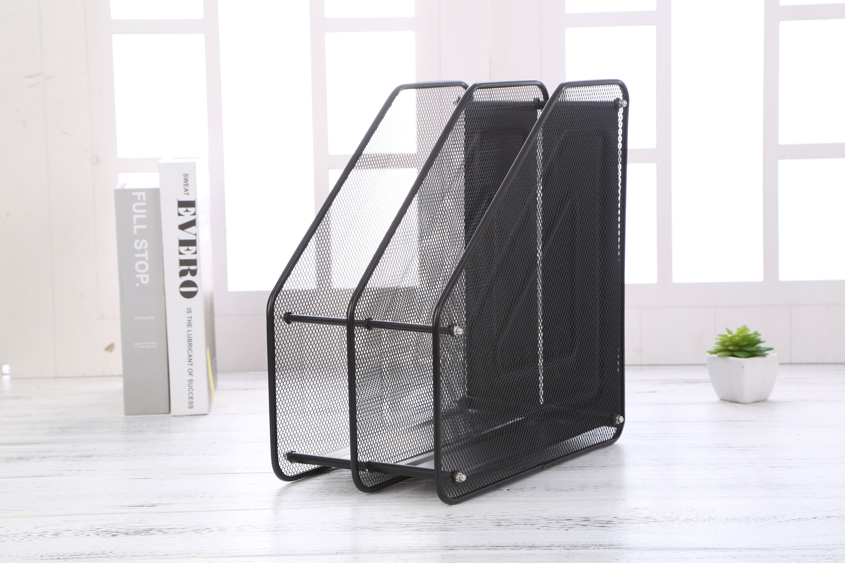 Metal mesh file rack, data rack, file frame, four folders, storage box, office desk, bookshelf, storage and storage 1 detail image 1