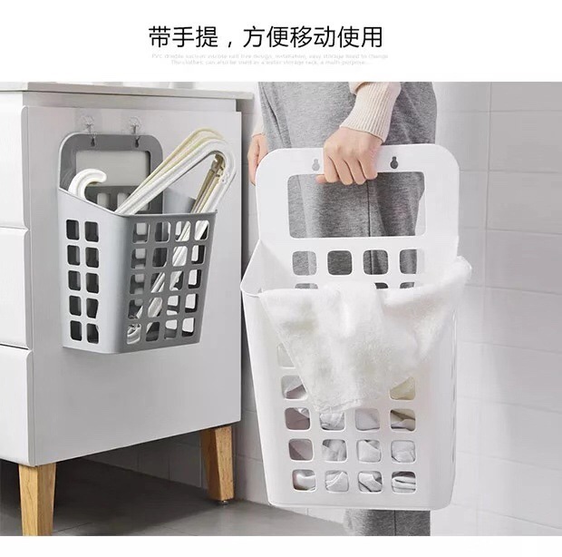 Creative suction cup hanging dirty clothes basket, household dirty clothes storage basket Item Picture