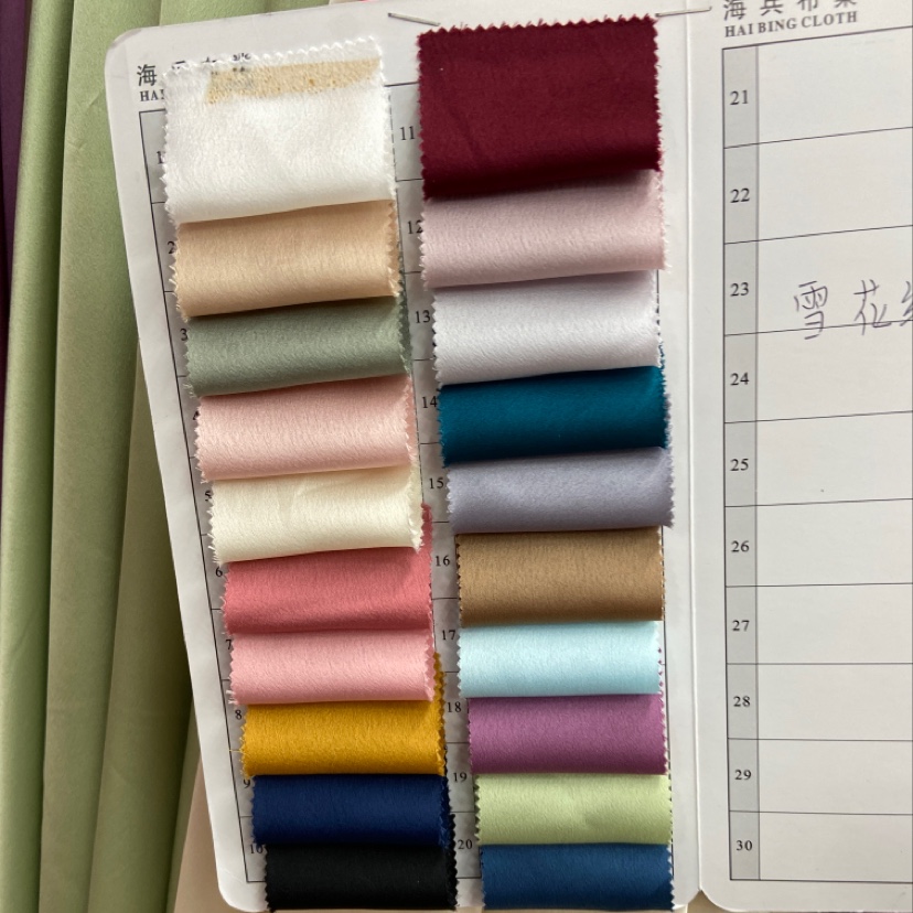 杏色新款高档无弹色丁巴黎缎布料雪花缎汉服旗袍服装丝绸仿桑蚕真丝面料产品图