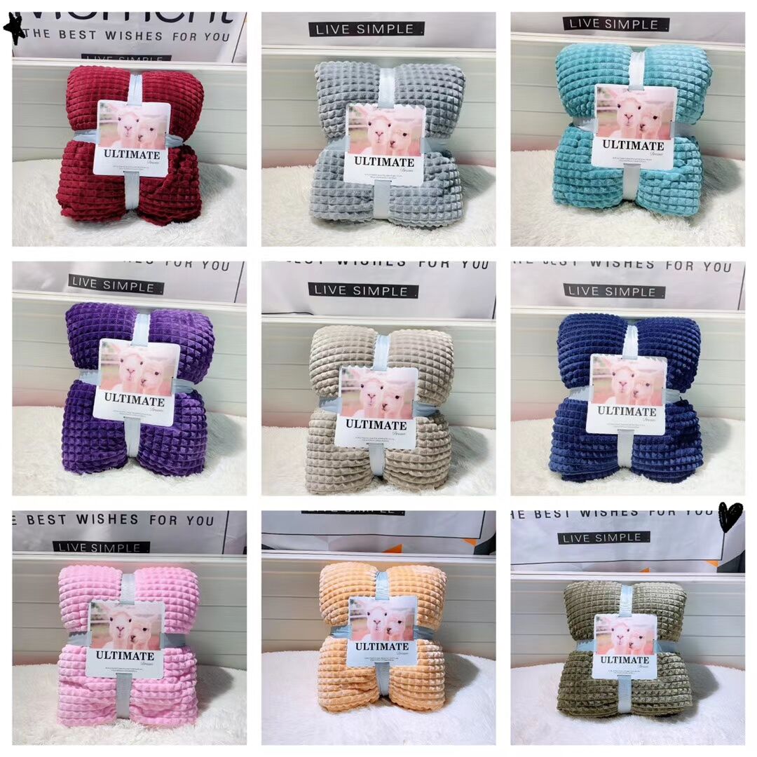 Lamb fleece double-cut check blanket thumbnail