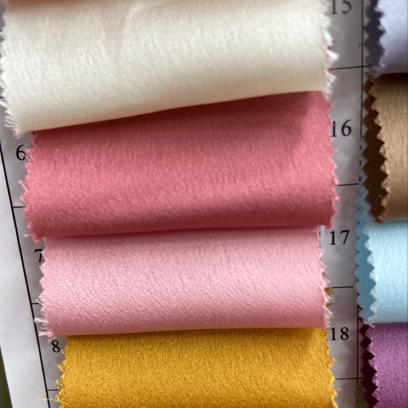 粉色新款高档无弹色丁巴黎缎布料雪花缎汉服旗袍服装丝绸仿桑蚕真丝面料