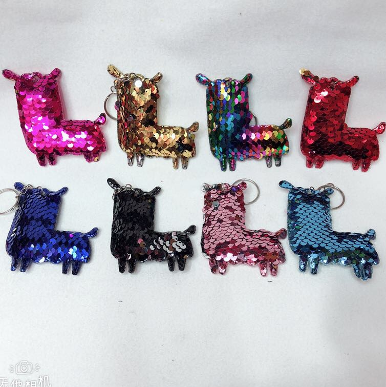 Plush toy pendant sequin key chain Pendant key chain pendant pendant alpaca sequin pendant keychain double-sided sequin pendant