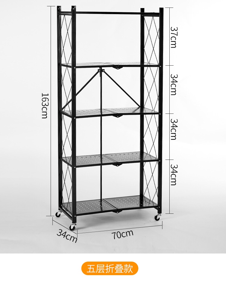 No-installation folding storage rack, multi-layer wheeled storage rack, kitchen sundries storage rack Application Scenario