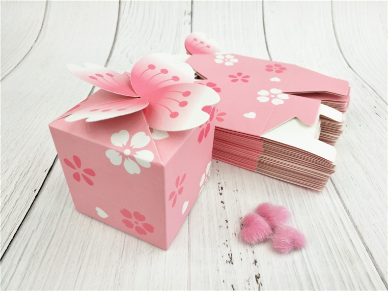 现货纸盒 欧式粉色喜糖盒 樱花糖果盒 厂家包装盒定制详情图4