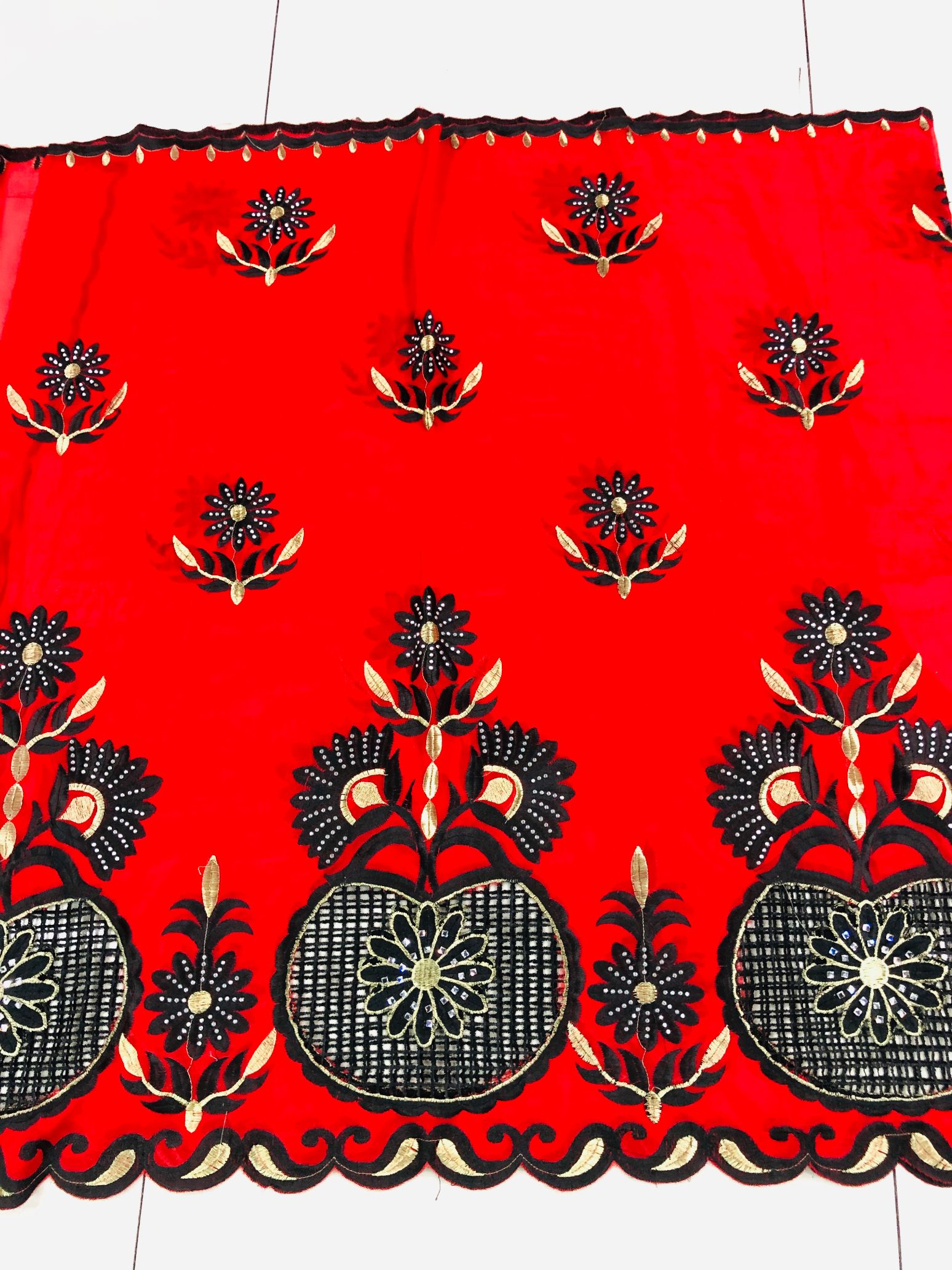 Foreign Trade Embroidery Hot Melt Drill Scarf Africa Middle East Fashion Women's Shawl full figure