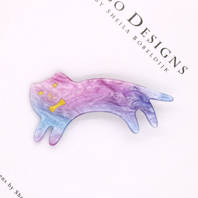 Japanese and Korean starry sky cat duckbeak clips, colorful acetate hair clips, large edge clips, acrylic bangs clips, small animal hair accessories detail image 6