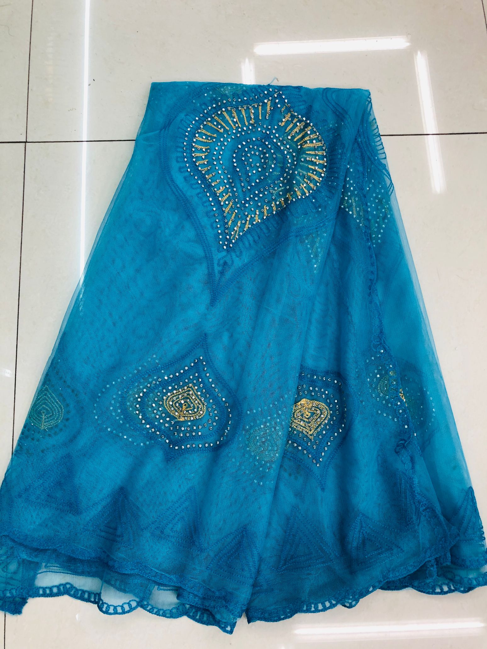 Mesh New Embroidered Hot Diamond Scarf African Women's Scarf Shawl details Picture