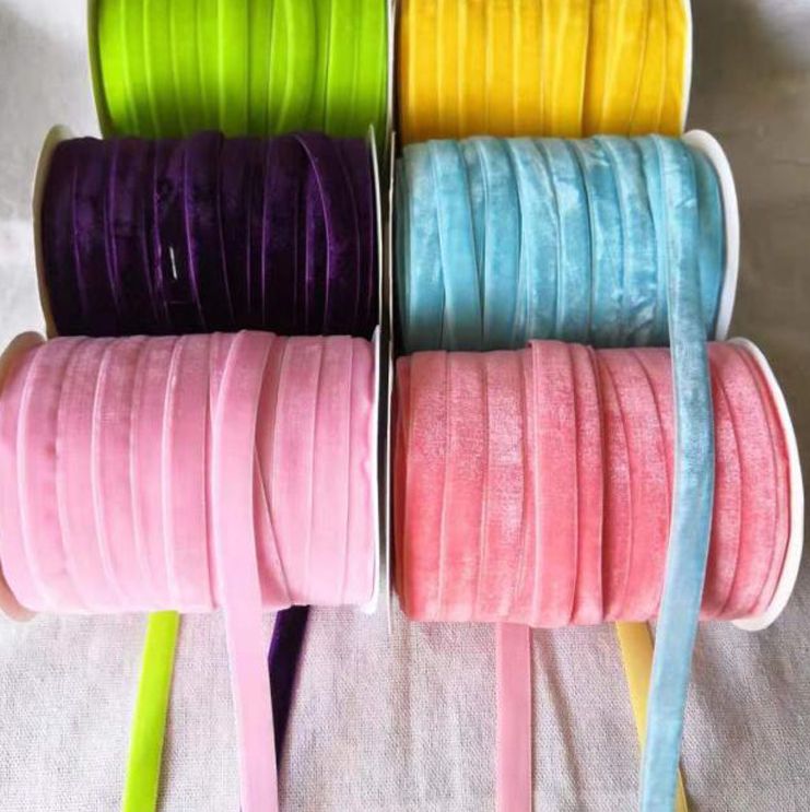 1.5cm Korea velvet flocking DIY bow accessories single side velvet belt multi-color spot direct selling thumbnail