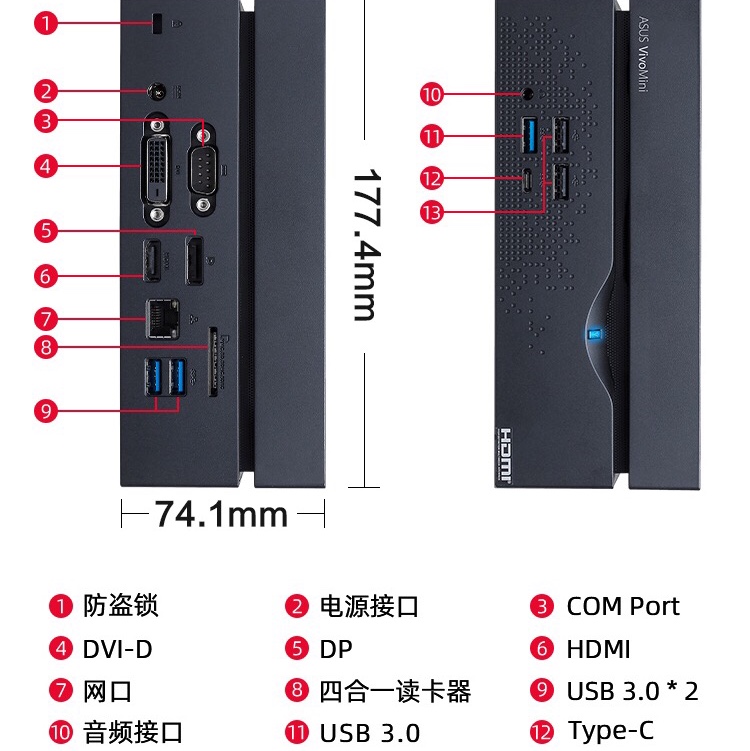 华硕VC66迷你台式主机9代酷睿i3/i5/i7-9700商用办公NUC