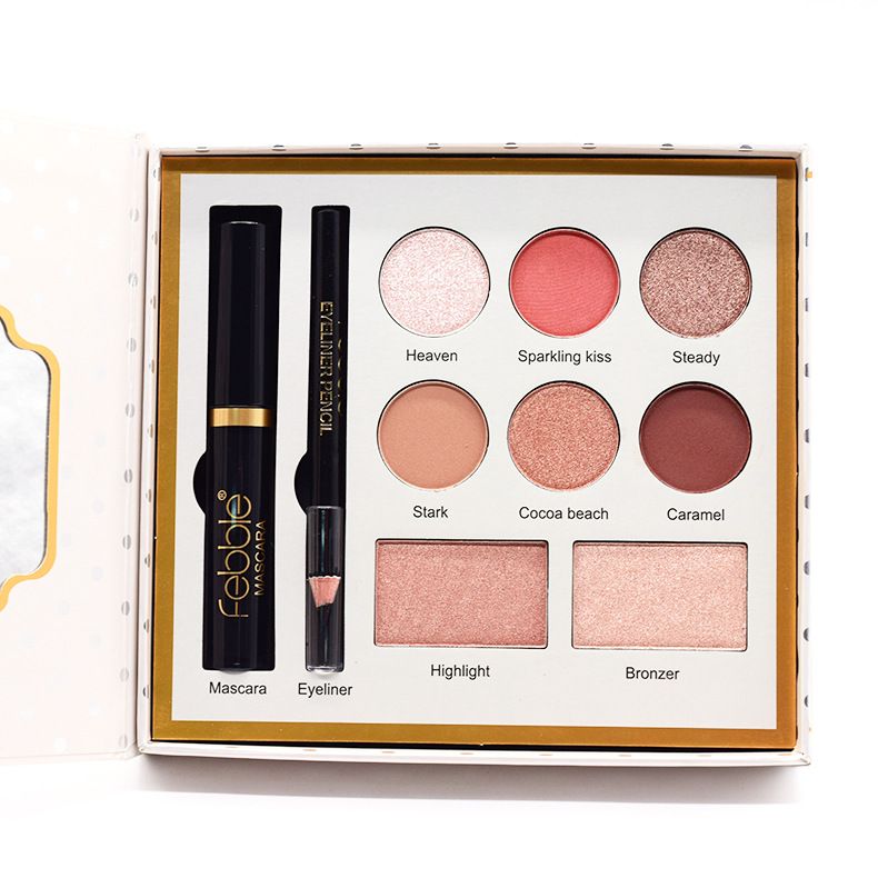 【FEBBLE】CS381 Gift Box: Pearlescent Matte Eyeshadow, Highlighter Powder, Mascara, Eyeliner, and Makeup Palette pic 2