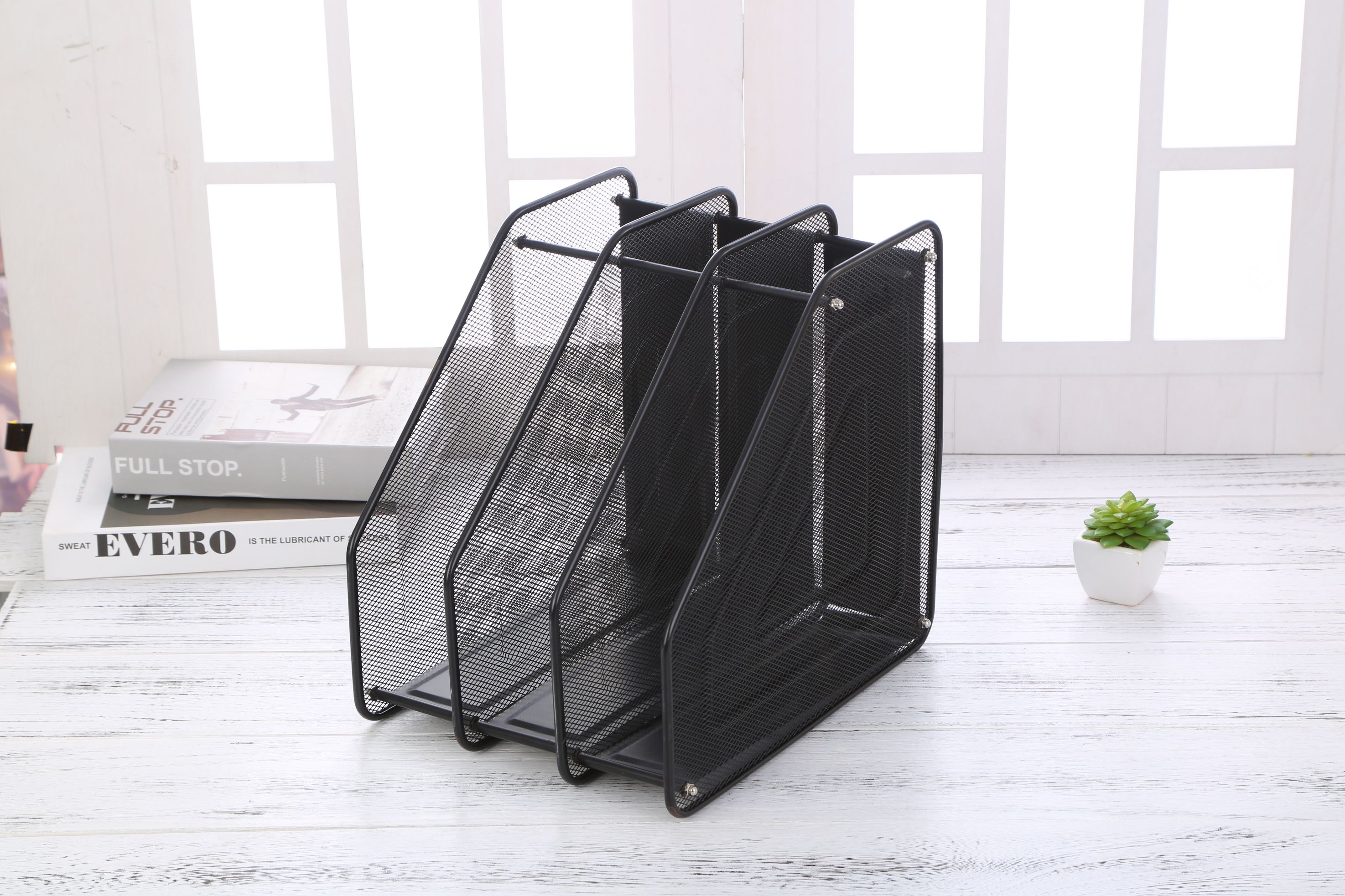 Metal mesh file rack, data rack, file frame, four folders, storage box, office desk, bookshelf, storage and storage 21 detail image 1