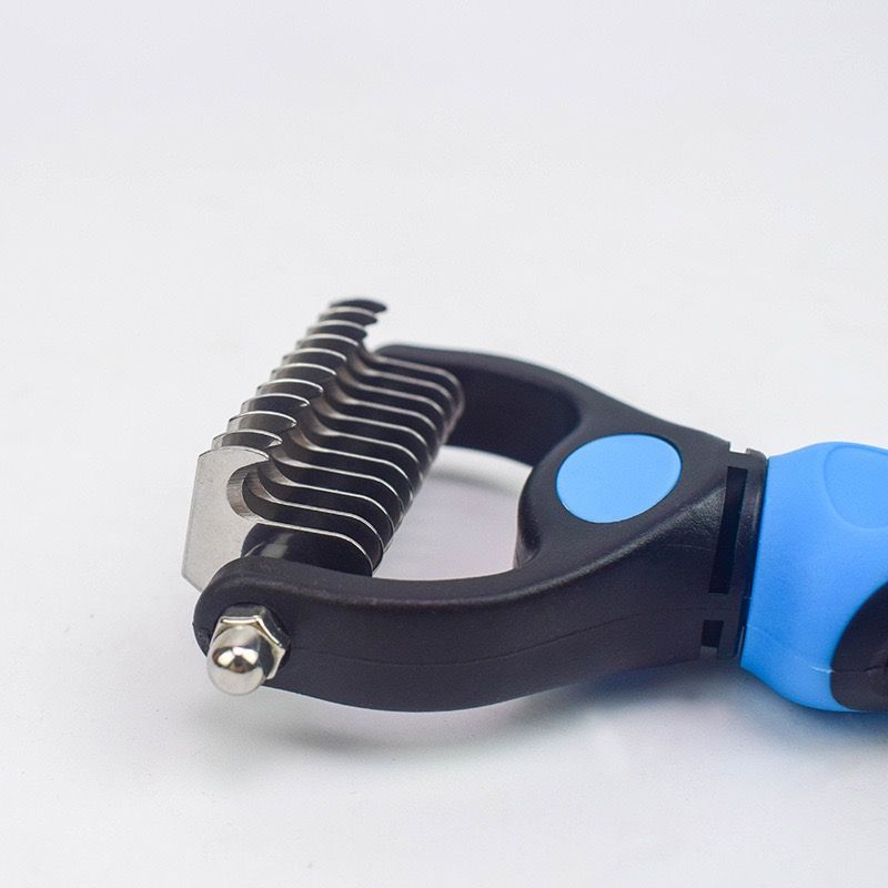 Pet supplies, dog cleaning and grooming products, pet knotting comb, double-sided stainless steel hair removal knotting rake comb Item Picture