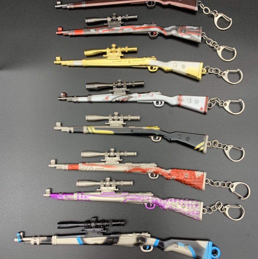厂家直销精美合金17cm吃鸡战场绝地求98K枪模型钥匙扣挂件摆件