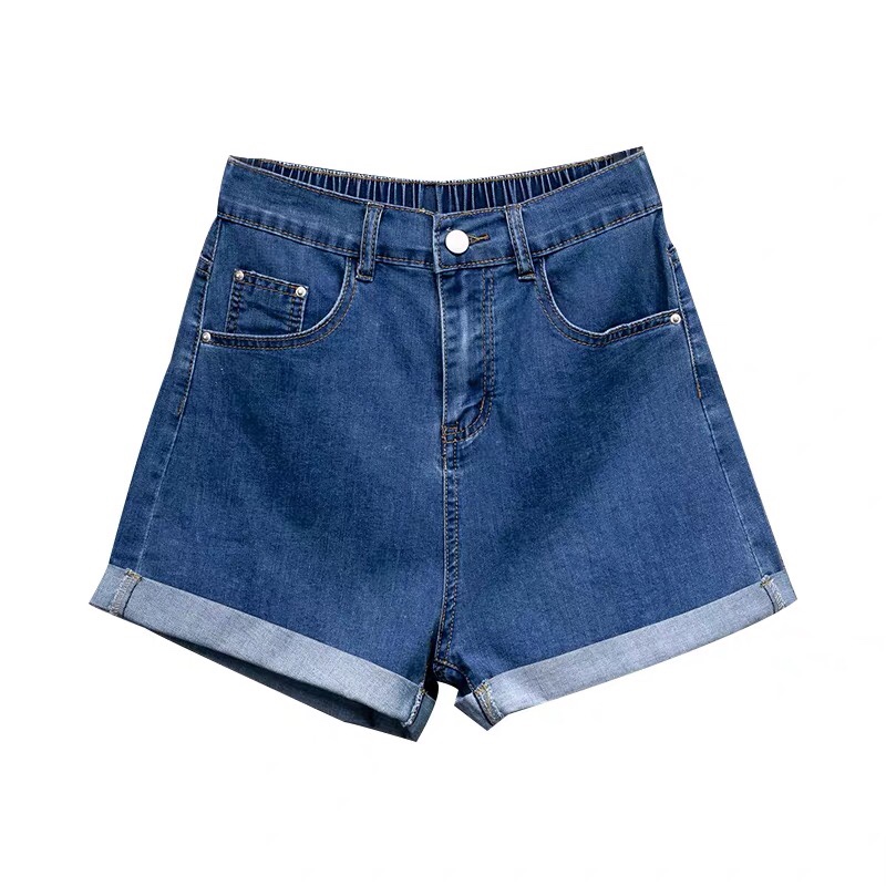 The Korean version of the summer wear of the rolled denim shorts 2020, the new loose-fitting, slim, wide-leg shorts, fashionable blue A-line hot pants thumbnail