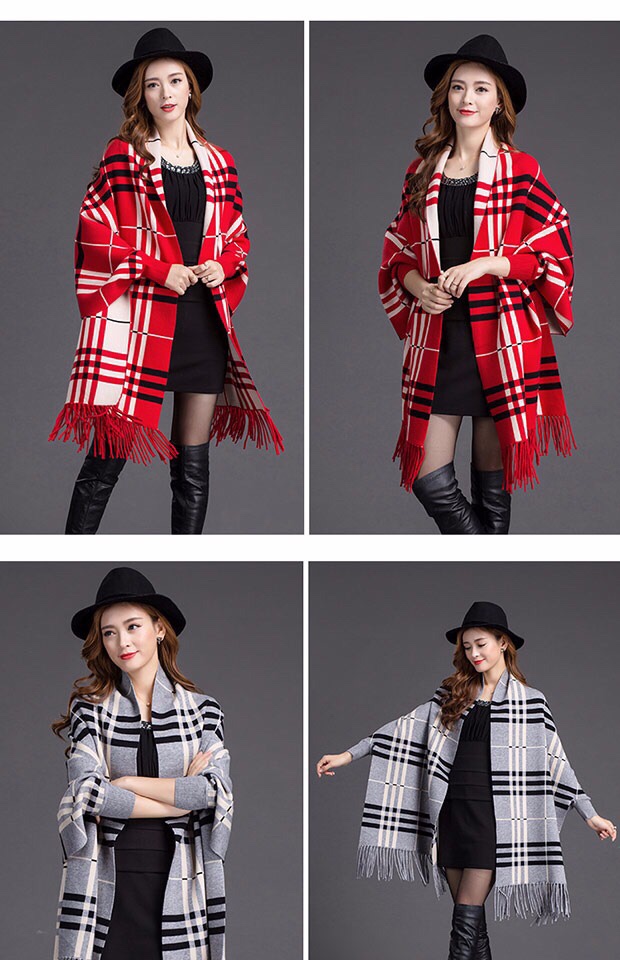 Cashmere Check Autumn/Winter Fashion Women's Tassel Shawl Custom Scarf Soft And Comfortable Neck Application Scenario