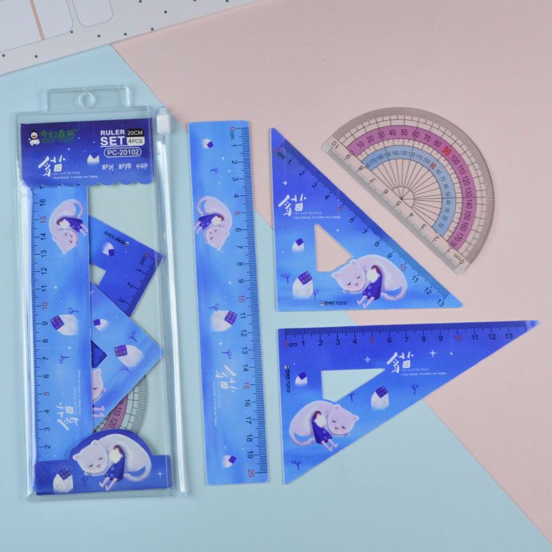 Fantasy Forest Cute student ruler set wholesale, scale drawing ruler, set of triangular ruler, customized student ruler Application Scenario