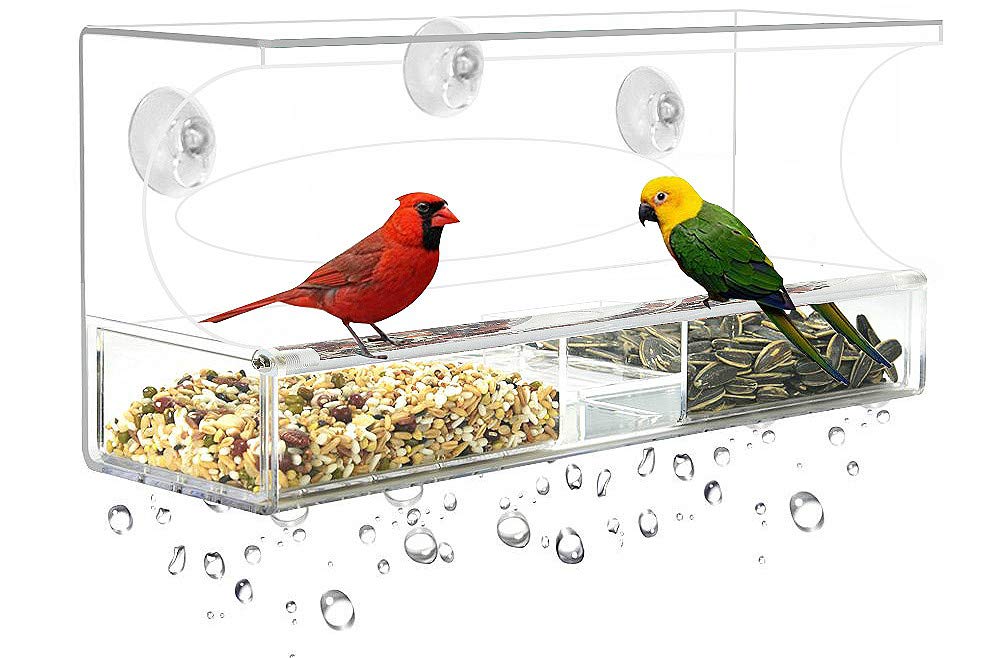Cross-Border Explosive Bird Feeder Acrylic Transparent Outdoor Window Bird Feeder Custom Wholesale Sucker Bird Cage details Picture